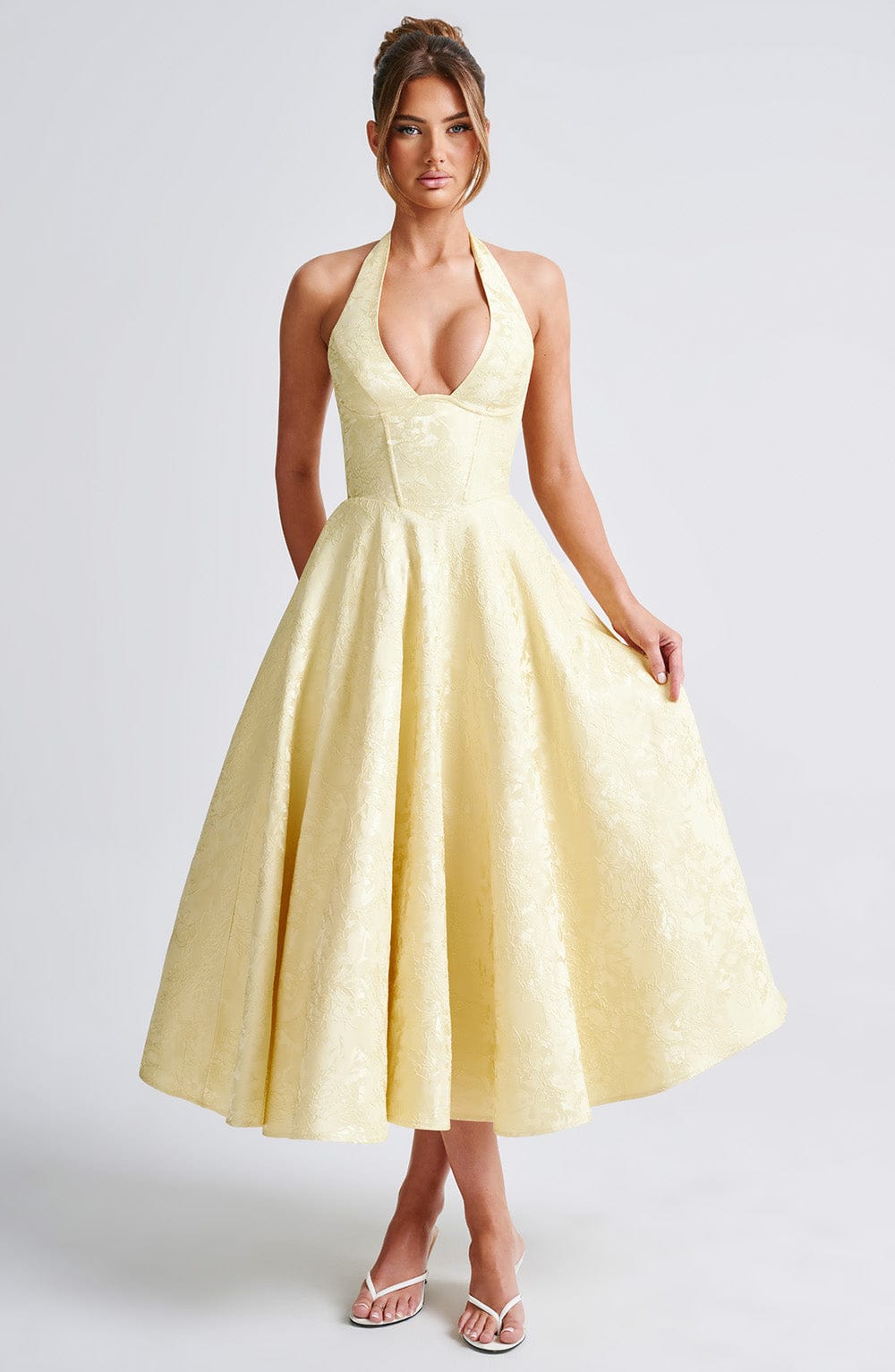 Effie – Robe Midi Jaune Citron