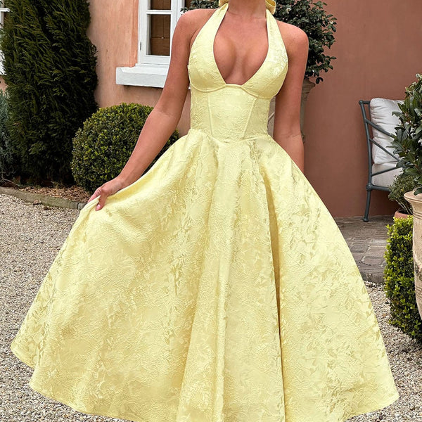 Effie – Robe Midi Jaune Citron